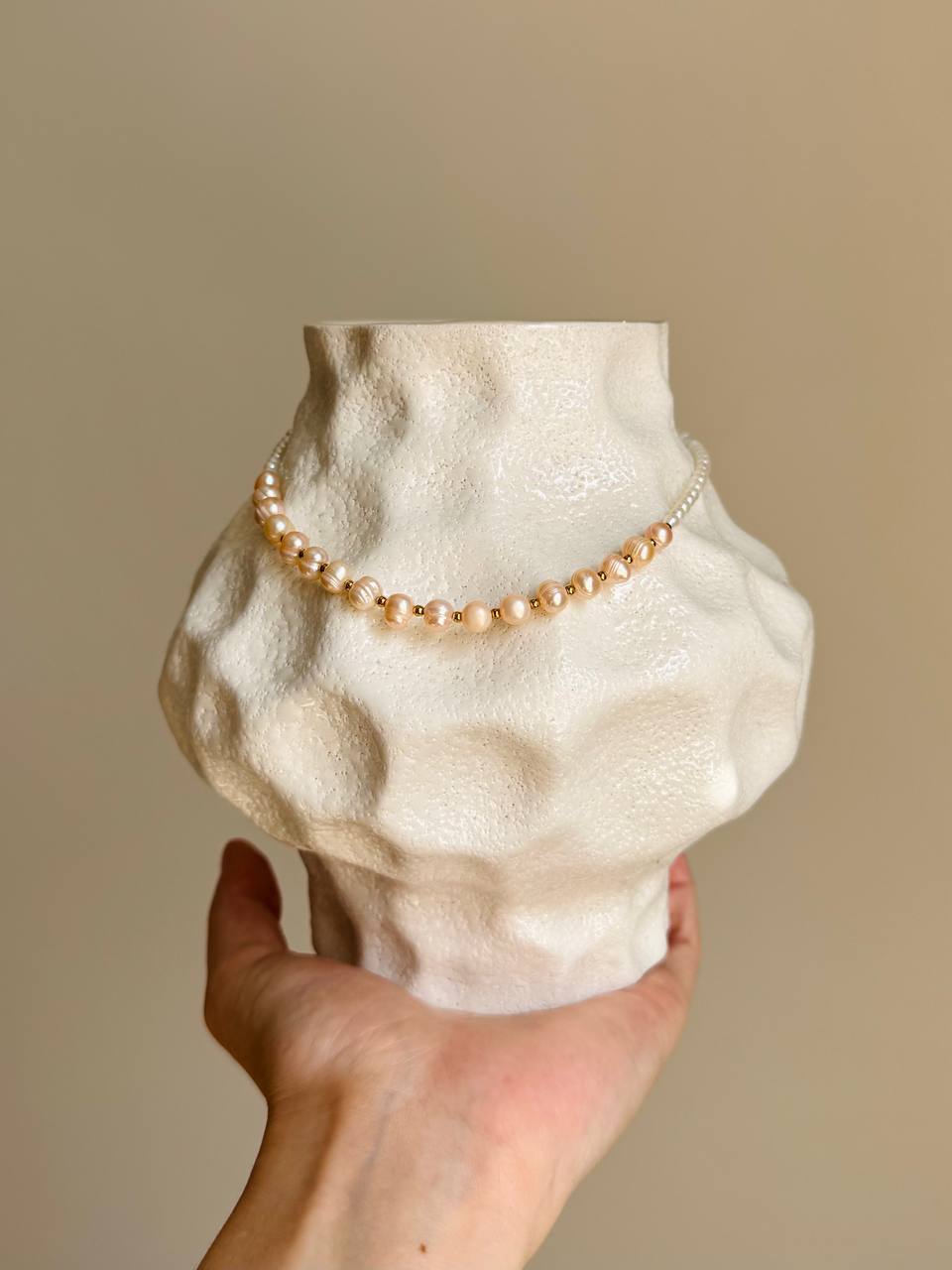 Peach Pearl – perlový náhrdelník – 3