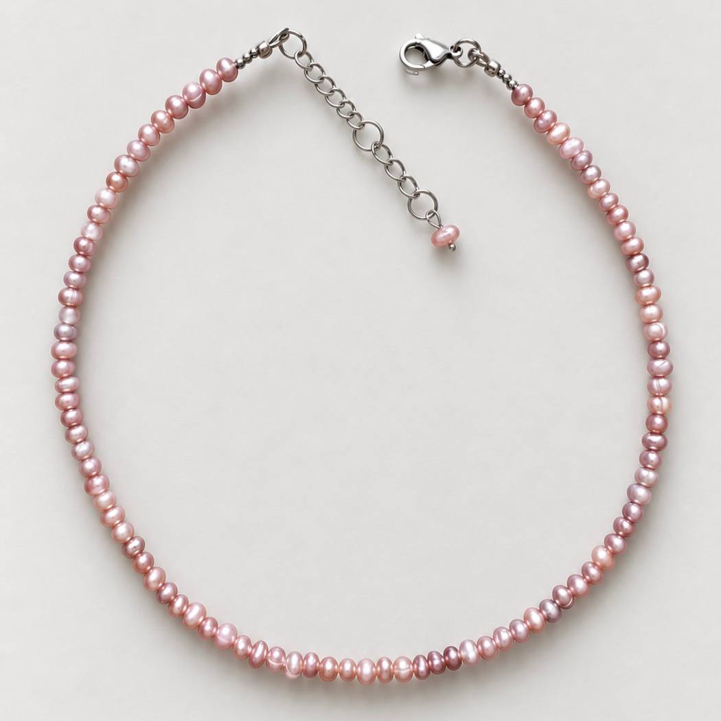 Rosé Pearl – perlový choker z pravých růžových, lila a broskvových sladkovodních perel