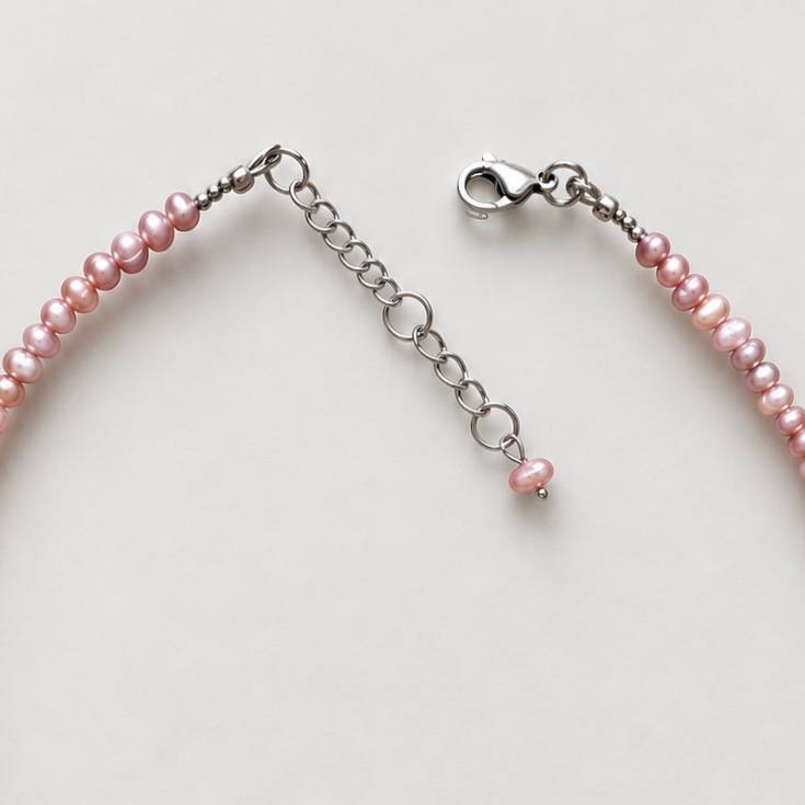 Rosé Pearl – perlový choker z pravých růžových, lila a broskvových sladkovodních perel – 4