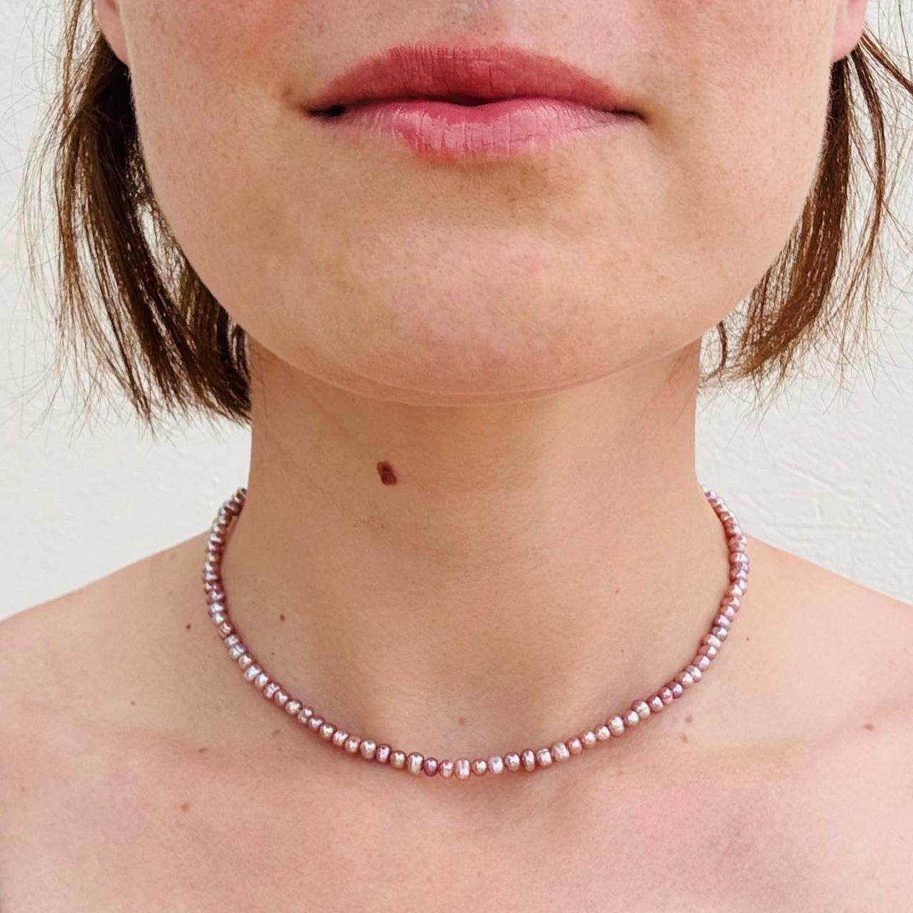 Rosé Pearl – Natural Freshwater Pearl Choker in Pink, Lilac & Peach – 5