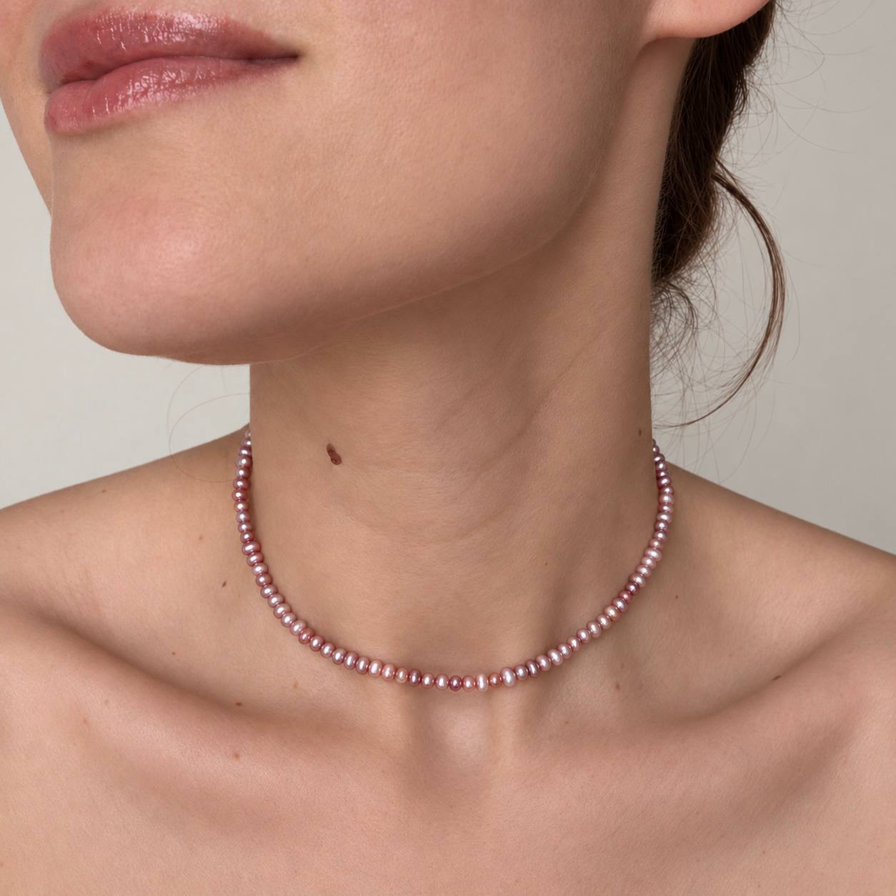 Rosé Pearl – perlový choker z pravých růžových, lila a broskvových sladkovodních perel