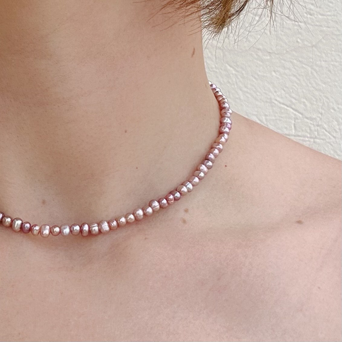 Rosé Pearl – Natural Freshwater Pearl Choker in Pink, Lilac & Peach – 6